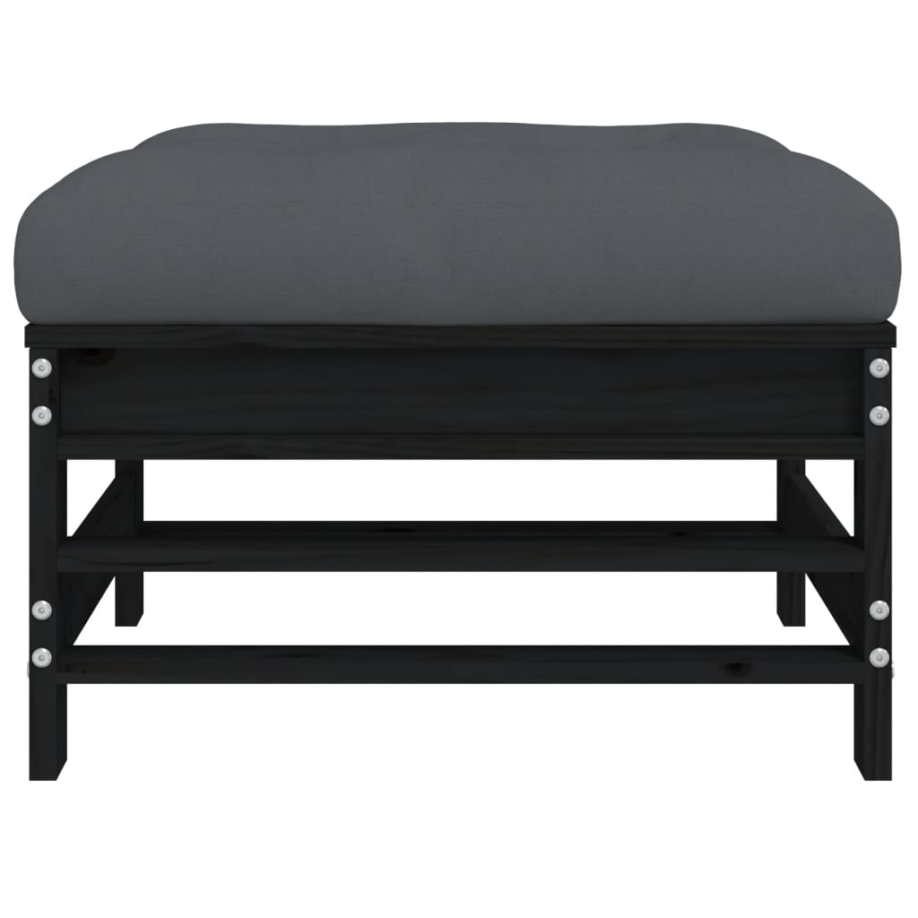 Gartenhocker mit Kissen 2 Stk. Schwarz Massivholz Kiefer