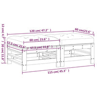 Thumbnail for Gartenhocker mit Kissen 2 Stk. Schwarz Massivholz Kiefer