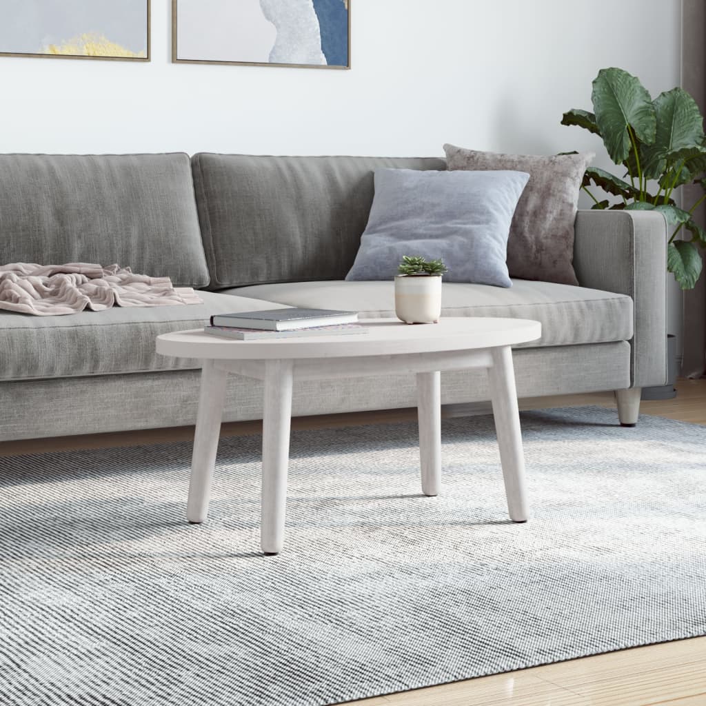 Tischplatte Weiß 70x35x2,5 cm Massivholz Kiefer Oval