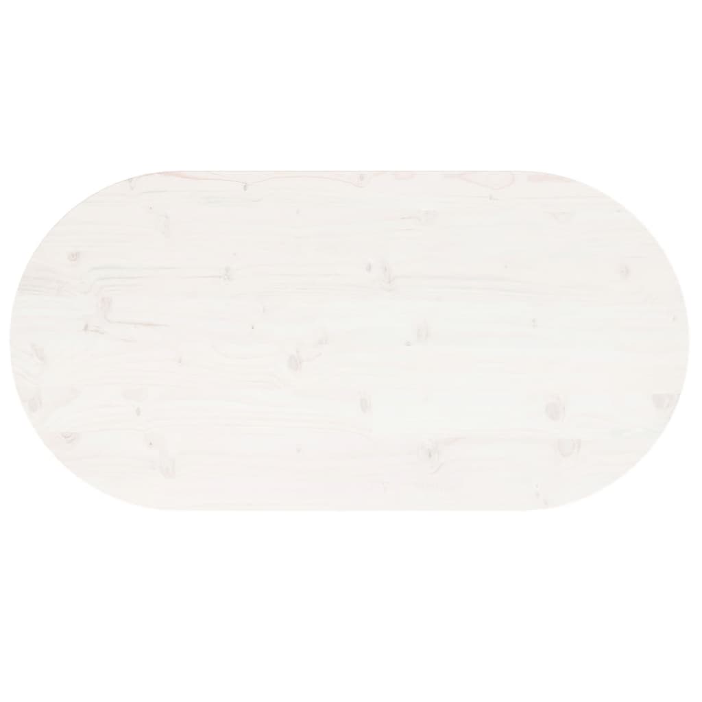 Tischplatte Weiß 110x55x2,5 cm Massivholz Kiefer Oval