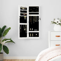 Thumbnail for Schmuckschrank mit Spiegel Wandmontage Weiß 30x8,5x90 cm