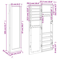 Thumbnail for Schmuckschrank mit Spiegel Wandmontage Weiß 30x8,5x106 cm