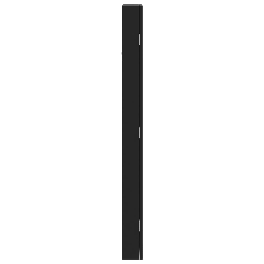 Schmuckschrank mit Spiegel Wandmontage Schwarz 30x8,5x106 cm