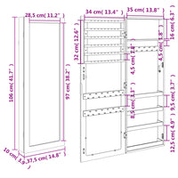 Thumbnail for Schmuckschrank mit Spiegel Wandmontage 37,5x10x106 cm
