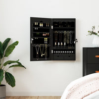 Thumbnail for Schmuckschrank mit Spiegel Wandmontage Schwarz 37,5x10x67 cm