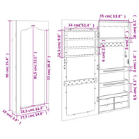 Thumbnail for Schmuckschrank mit Spiegel Wandmontage Schwarz 37,5x10x90 cm