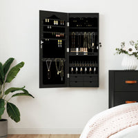 Thumbnail for Schmuckschrank mit Spiegel Wandmontage Schwarz 37,5x10x90 cm