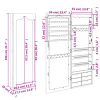 Thumbnail for Schmuckschrank mit Spiegel Wandmontage Weiß 37,5x10x106 cm