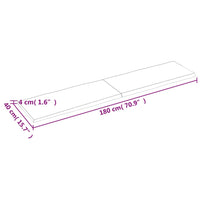 Thumbnail for Tischplatte 180x40x4 cm Massivholz Eiche Unbehandelt Baumkante