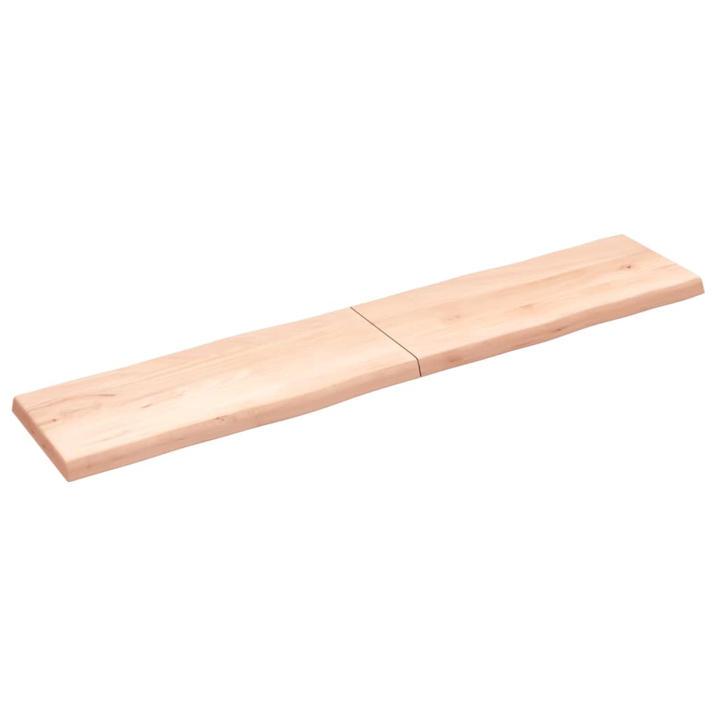 Tischplatte 200x40x6 cm Massivholz Eiche Unbehandelt Baumkante