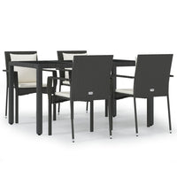 Thumbnail for 5-tlg. Garten-Lounge-Set mit Kissen Schwarz Poly Rattan