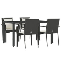 Thumbnail for 5-tlg. Garten-Lounge-Set mit Kissen Schwarz Poly Rattan