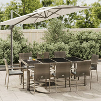 Thumbnail for 9-tlg. Garten-Essgruppe mit Kissen Grau Poly Rattan