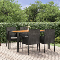 Thumbnail for 5-tlg. Garten-Essgruppe mit Kissen Schwarz Poly Rattan