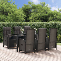 Thumbnail for 7-tlg. Garten-Essgruppe mit Kissen Schwarz Poly Rattan
