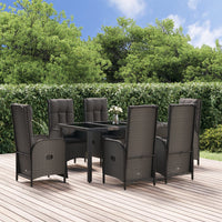 Thumbnail for 7-tlg. Garten-Lounge-Set mit Kissen Schwarz Poly Rattan