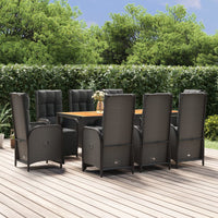 Thumbnail for 9-tlg. Garten-Essgruppe mit Kissen Schwarz Poly Rattan