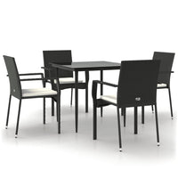 Thumbnail for 5-tlg. Garten-Essgruppe mit Kissen Schwarz Poly Rattan