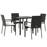 Thumbnail for 5-tlg. Garten-Essgruppe mit Kissen Schwarz Poly Rattan