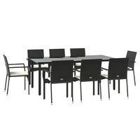 Thumbnail for 9-tlg. Garten-Lounge-Set mit Kissen Schwarz Poly Rattan