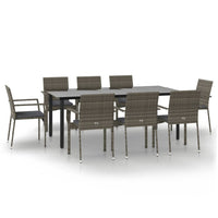 Thumbnail for 9-tlg. Garten-Lounge-Set mit Kissen Schwarz Grau Poly Rattan