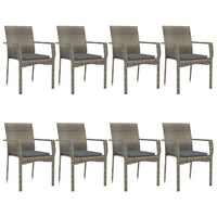 Thumbnail for 9-tlg. Garten-Lounge-Set mit Kissen Schwarz Grau Poly Rattan