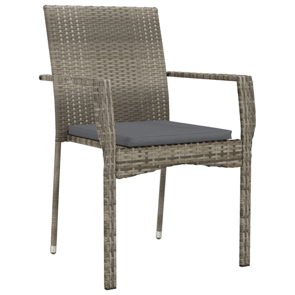 9-tlg. Garten-Lounge-Set mit Kissen Schwarz Grau Poly Rattan