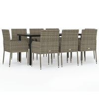 Thumbnail for 9-tlg. Garten-Essgruppe mit Kissen Schwarz und Grau Poly Rattan