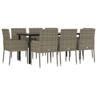 Thumbnail for 9-tlg. Garten-Essgruppe mit Kissen Schwarz und Grau Poly Rattan