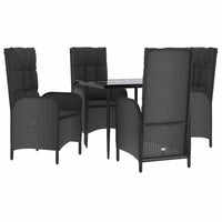 Thumbnail for 5-tlg. Garten-Lounge-Set mit Kissen Schwarz Poly Rattan