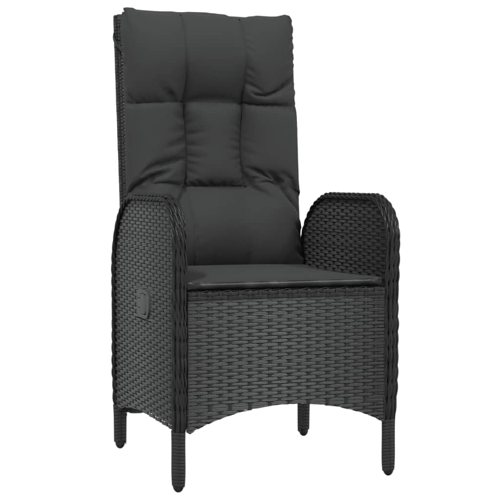 5-tlg. Garten-Lounge-Set mit Kissen Schwarz Poly Rattan