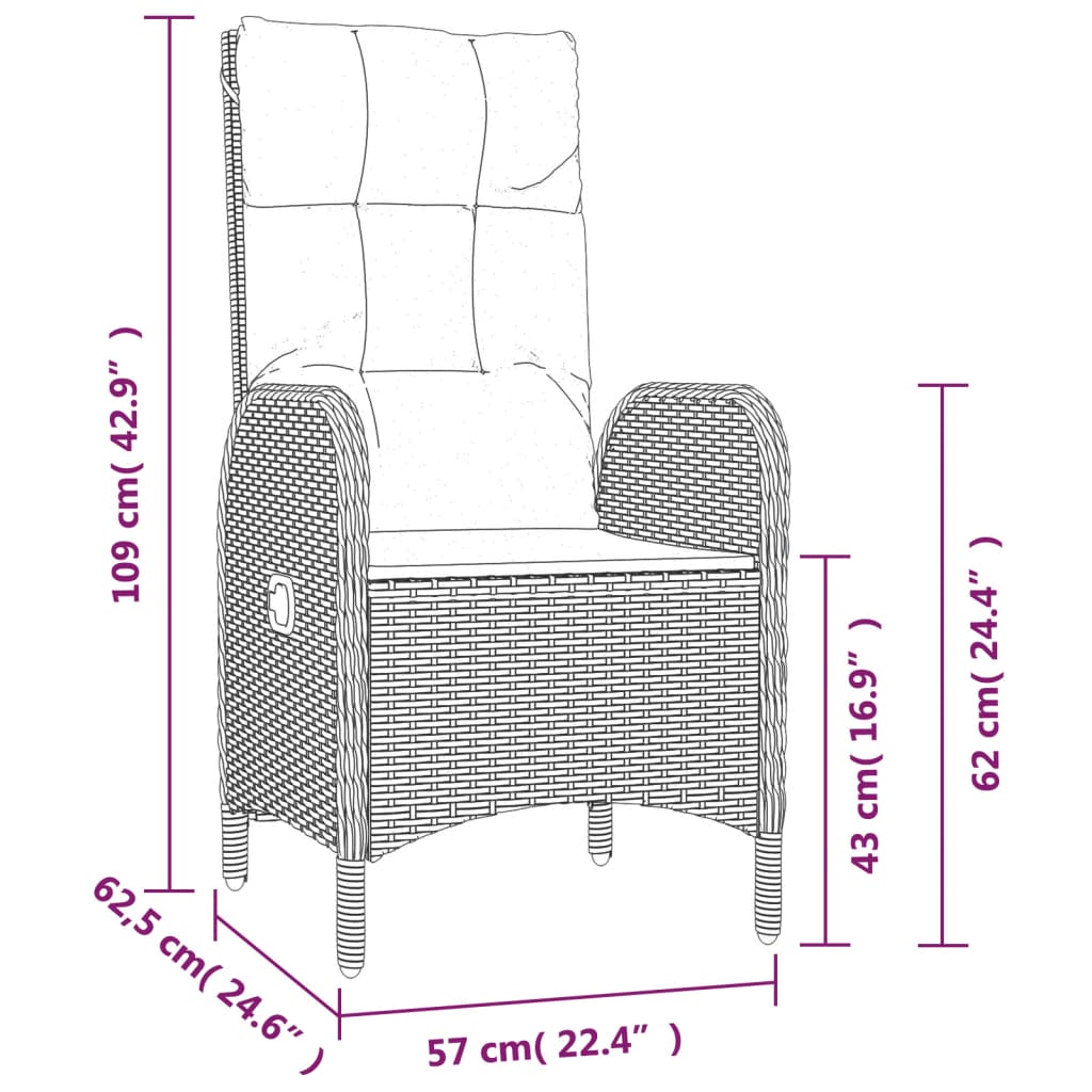 5-tlg. Garten-Lounge-Set mit Kissen Schwarz Poly Rattan