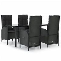 Thumbnail for 5-tlg. Garten-Lounge-Set mit Kissen Schwarz Poly Rattan