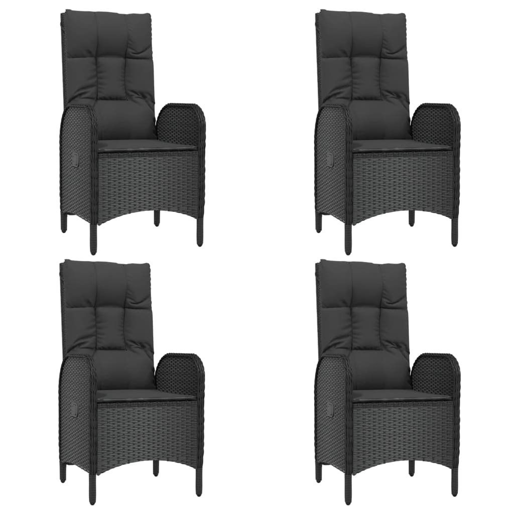 5-tlg. Garten-Lounge-Set mit Kissen Schwarz Poly Rattan