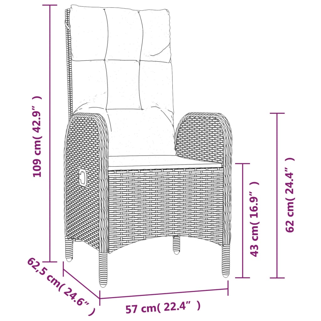 5-tlg. Garten-Lounge-Set mit Kissen Schwarz Poly Rattan