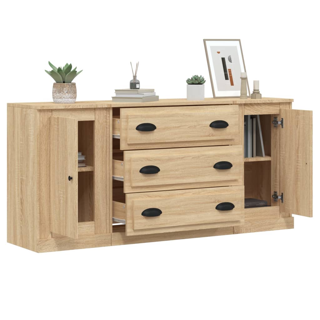 Sideboards 3 Stk. Sonoma-Eiche Holzwerkstoff