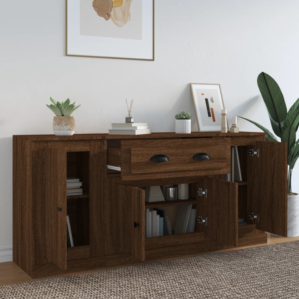 Sideboards 3 Stk. Braun Eichen-Optik Holzwerkstoff