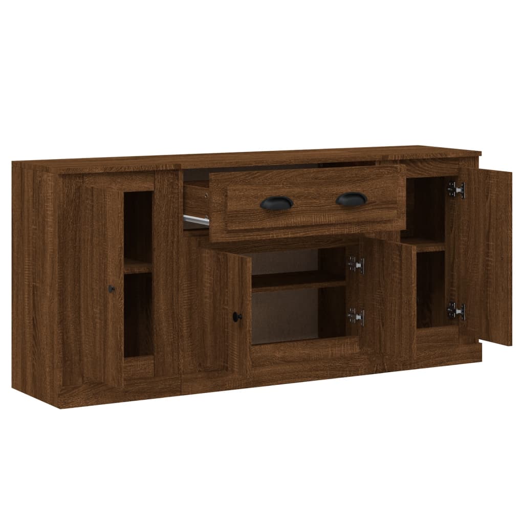 Sideboards 3 Stk. Braun Eichen-Optik Holzwerkstoff