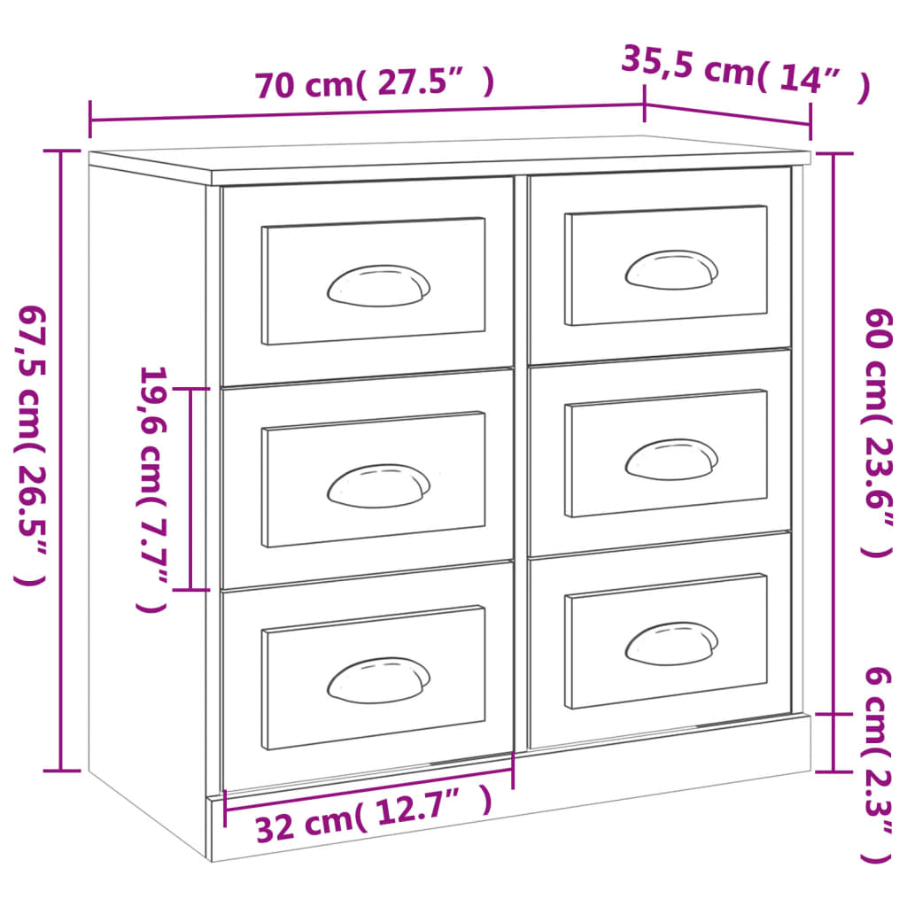 Sideboards 3 Stk. Räuchereiche Holzwerkstoff