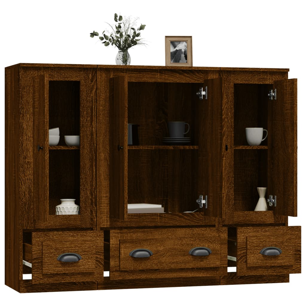 Highboards 3 Stk. Braun Eichen-Optik Holzwerkstoff
