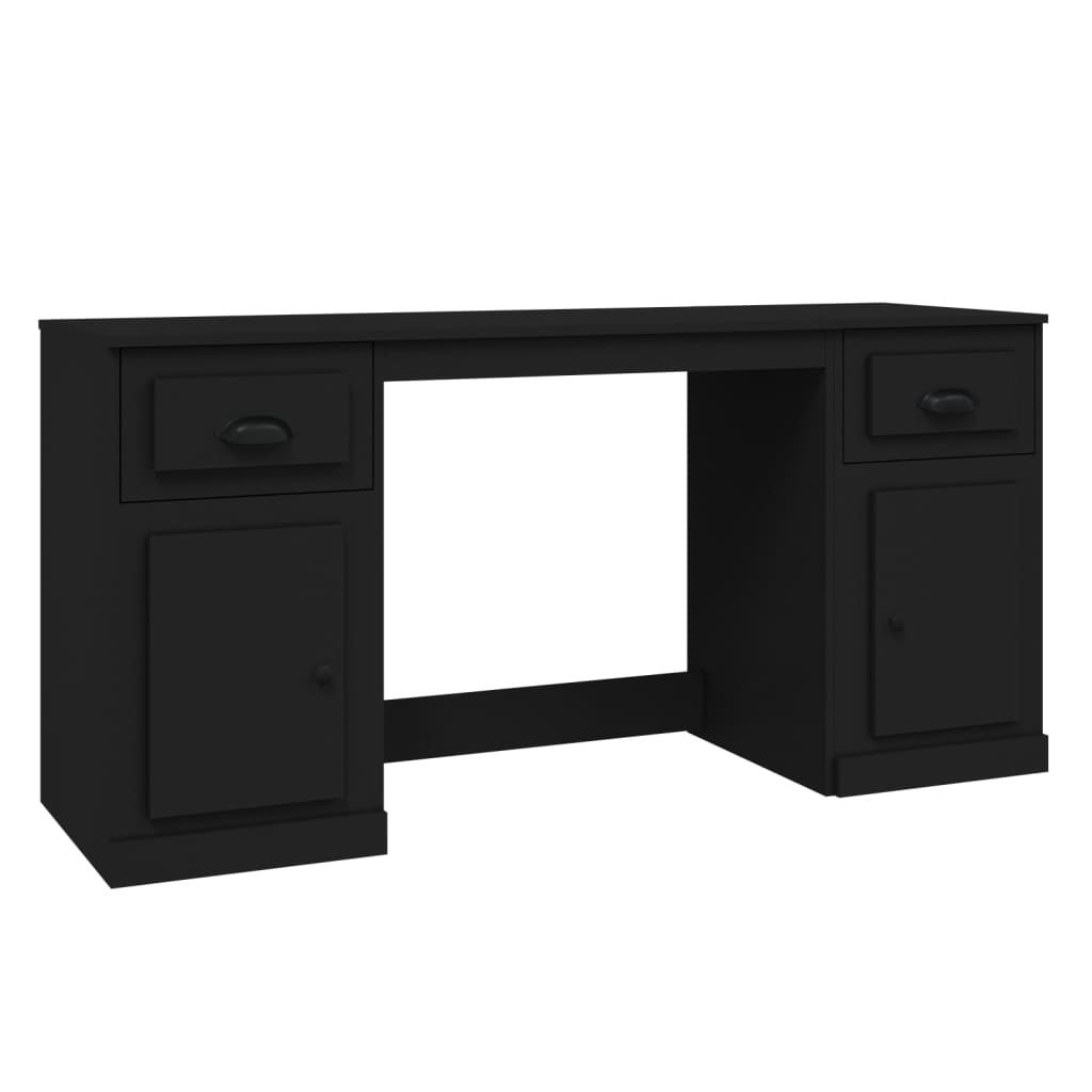 Schreibtisch mit Stauraum Schwarz Holzwerkstoff