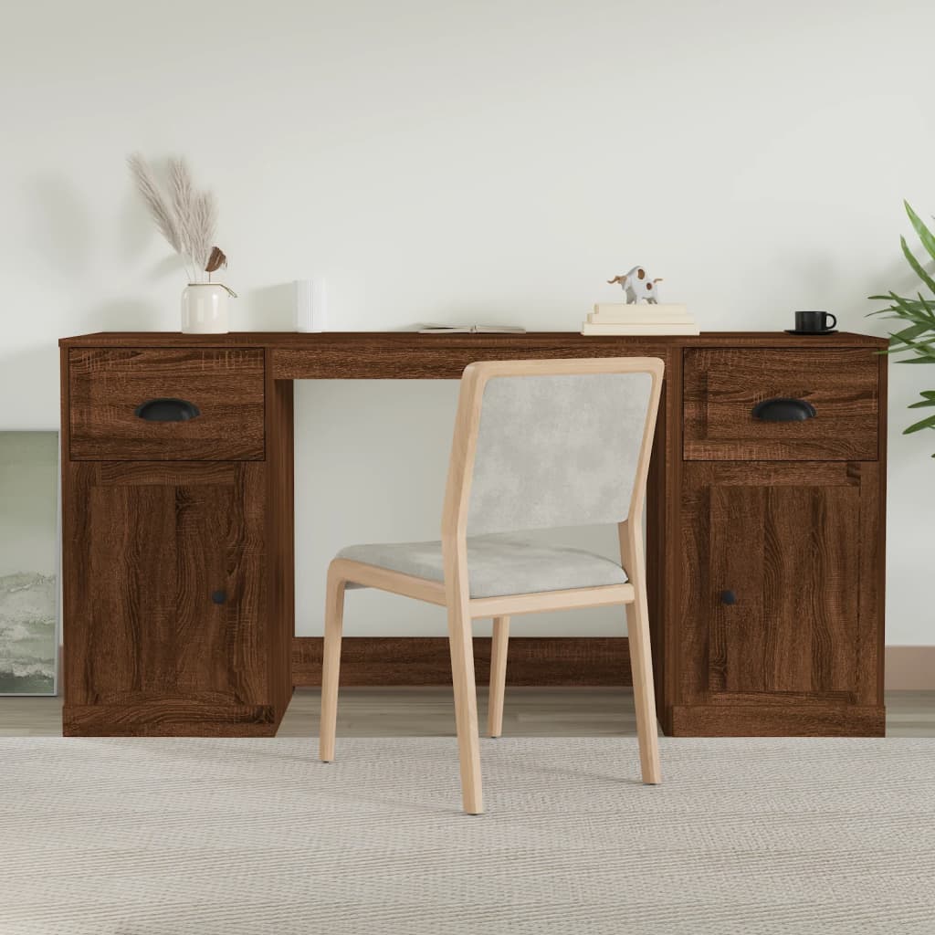 Schreibtisch mit Stauraum Braun Eichen-Optik Holzwerkstoff