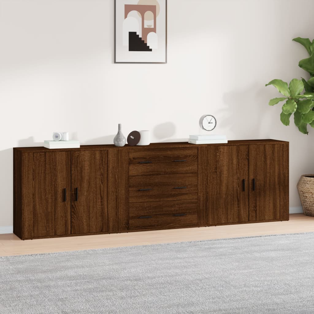 Sideboards 3 Stk. Braun Eichen-Optik Holzwerkstoff