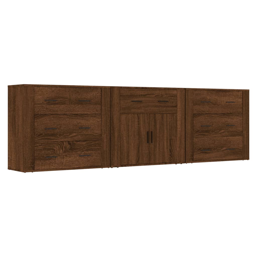 Sideboards 3 Stk. Braun Eichen-Optik Holzwerkstoff