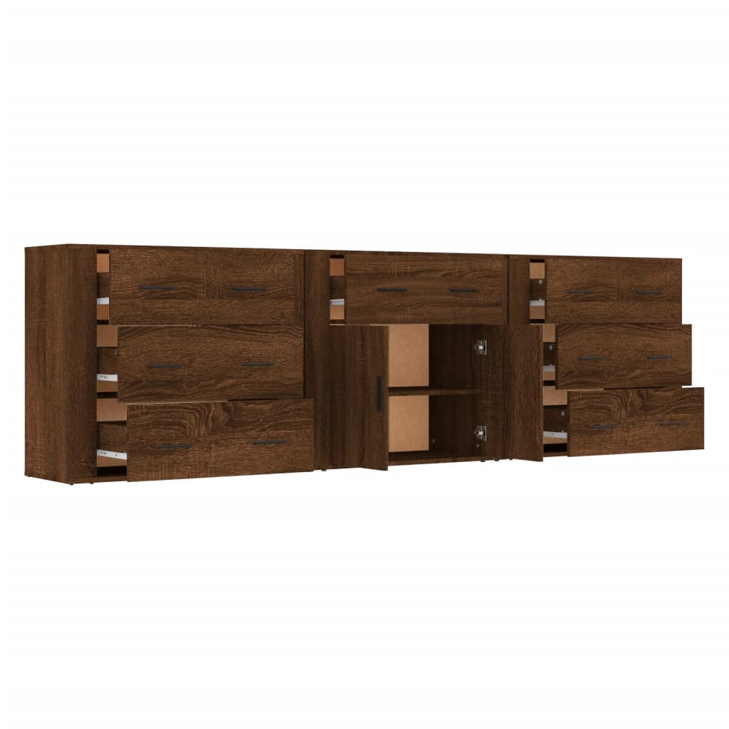 Sideboards 3 Stk. Braun Eichen-Optik Holzwerkstoff
