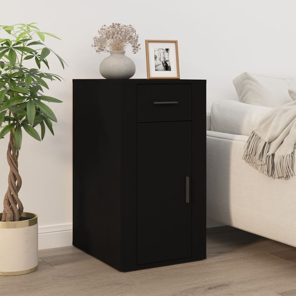 Schreibtisch mit Stauraum Schwarz Holzwerkstoff