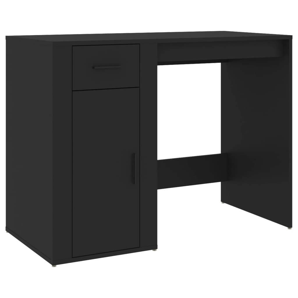 Schreibtisch mit Stauraum Schwarz Holzwerkstoff