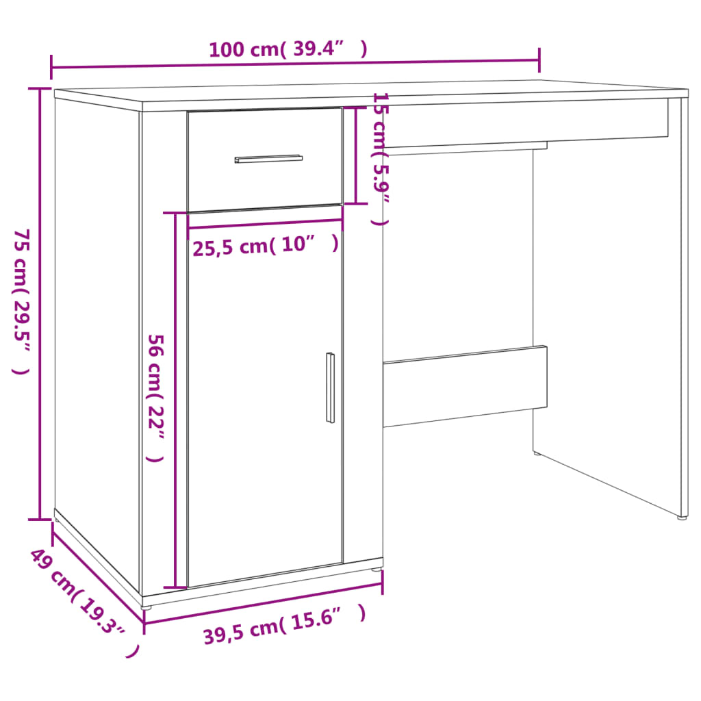 Schreibtisch mit Stauraum Schwarz Holzwerkstoff