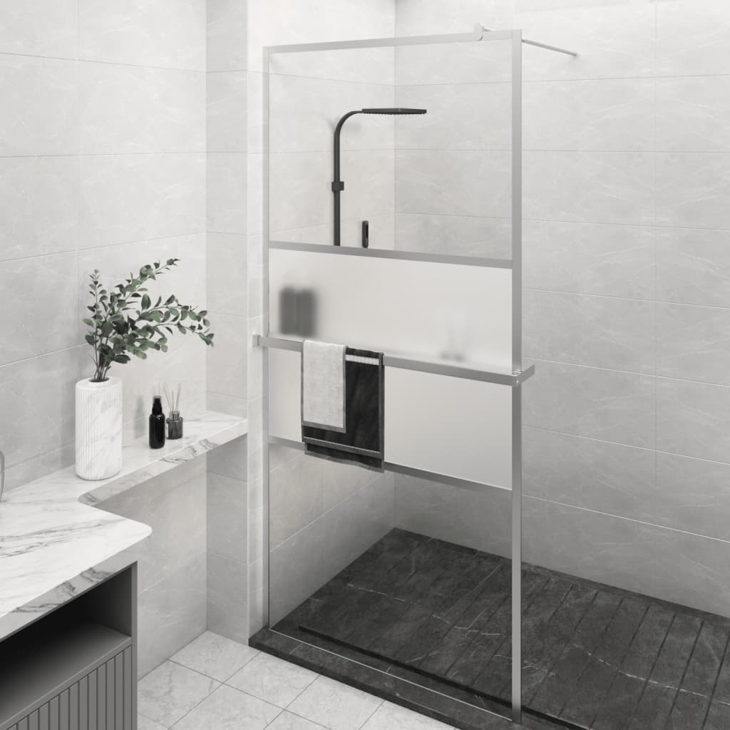 Duschwand mit Ablage für Walk-In-Dusche Chrom 100x195 cm ESG