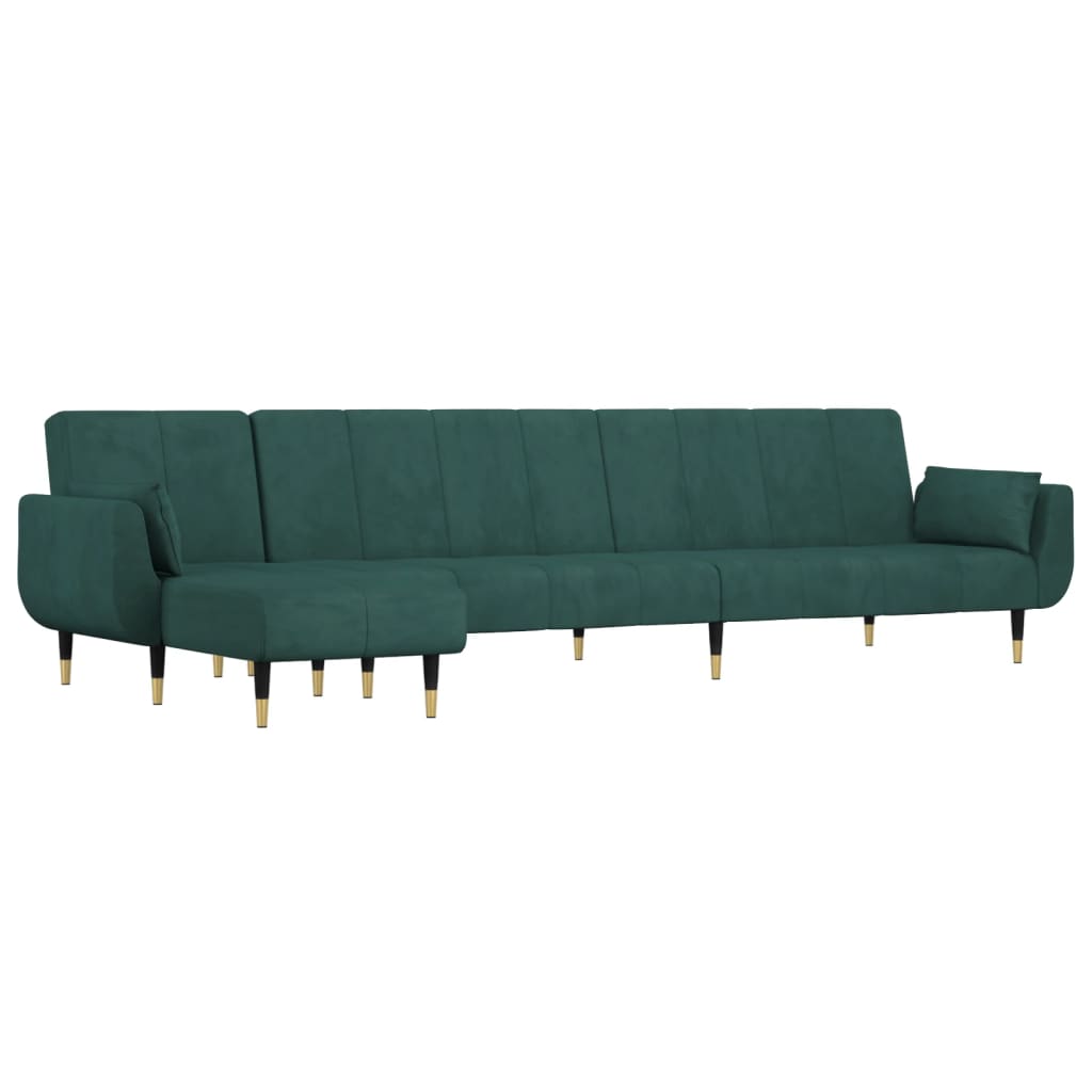 Schlafsofa in L-Form Dunkelgrün 275x140x70 cm Samt